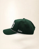 The 850 Signature Hat (Green): dark green rope snapback, white 850 with small green palm trees, black and white braided rope, perforated sides.