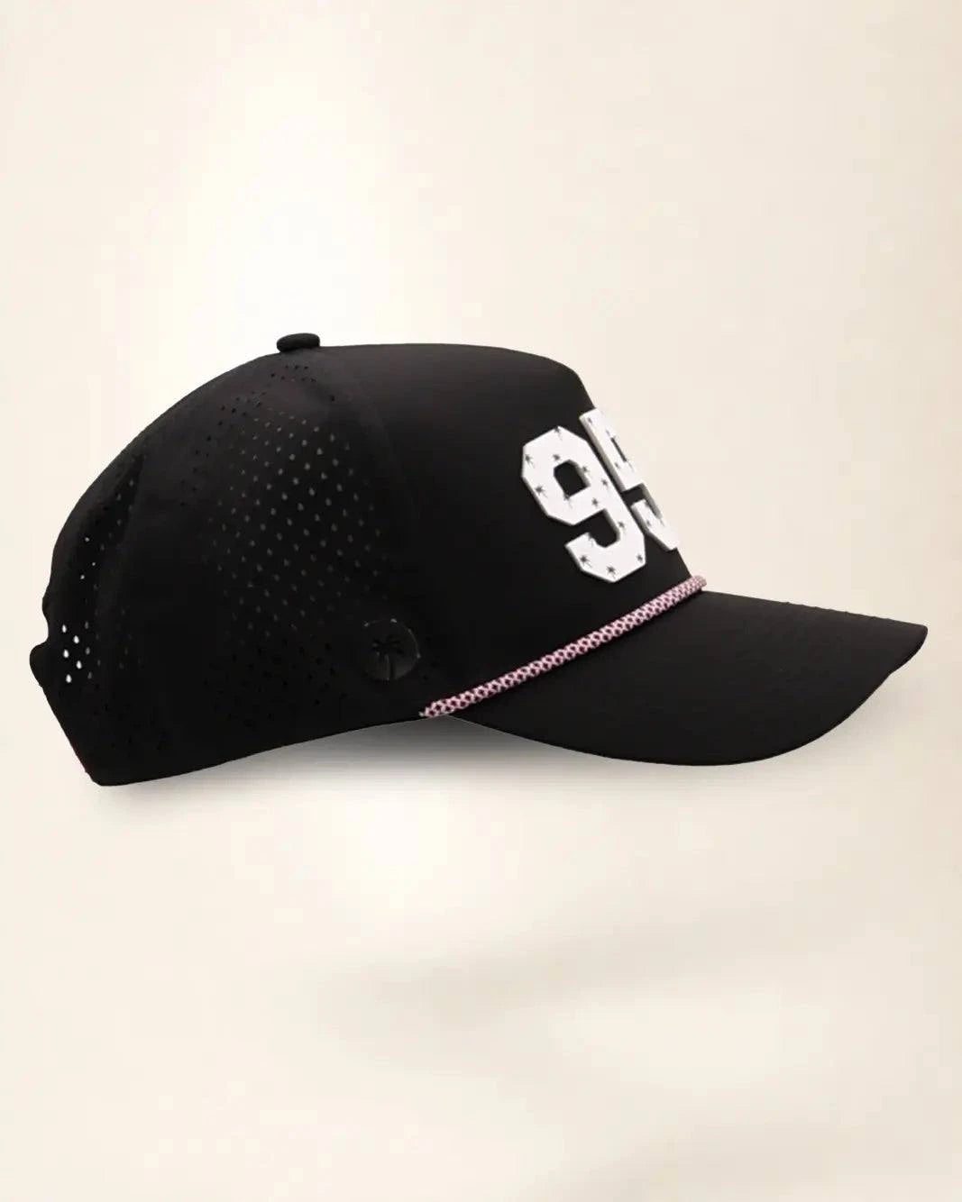 Black 954 hat with palm design, water-resistant and stylish for Florida heat