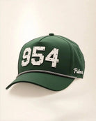 Green 954 hat with palm design, water-resistant and stylish for Florida heat