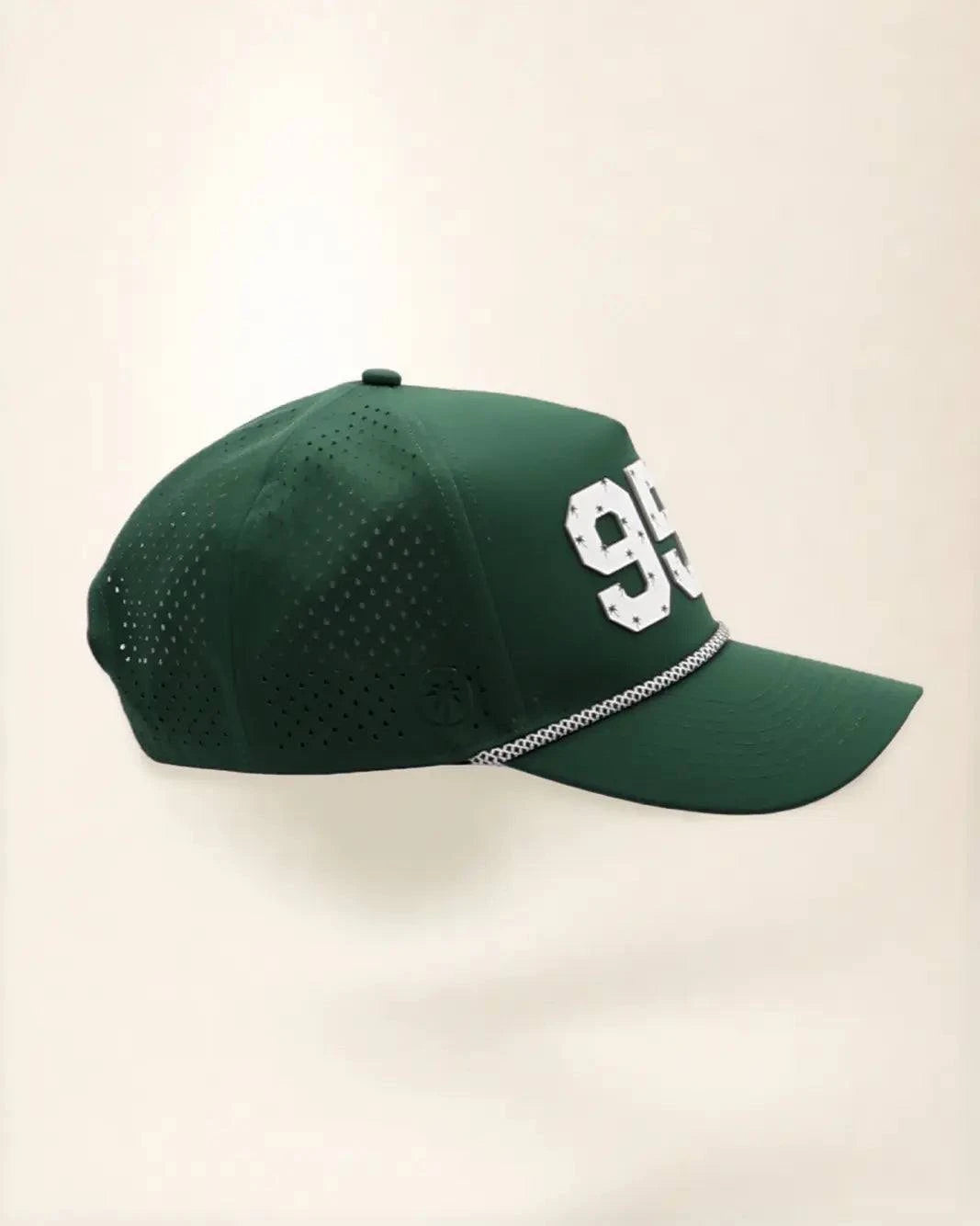 Green 954 hat with palm design, water-resistant and stylish for Florida heat