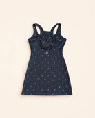 Ace Kids Dress Palm Icon Night with dark charcoal base and pink teal palm print