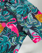 Palmr Style Baha Palm botton up short sleeve hawaiian shirt Mens Black Green Palm Leaf Flamingo Pineapple beach Resort wear Self-Care Sunglasses cleaner