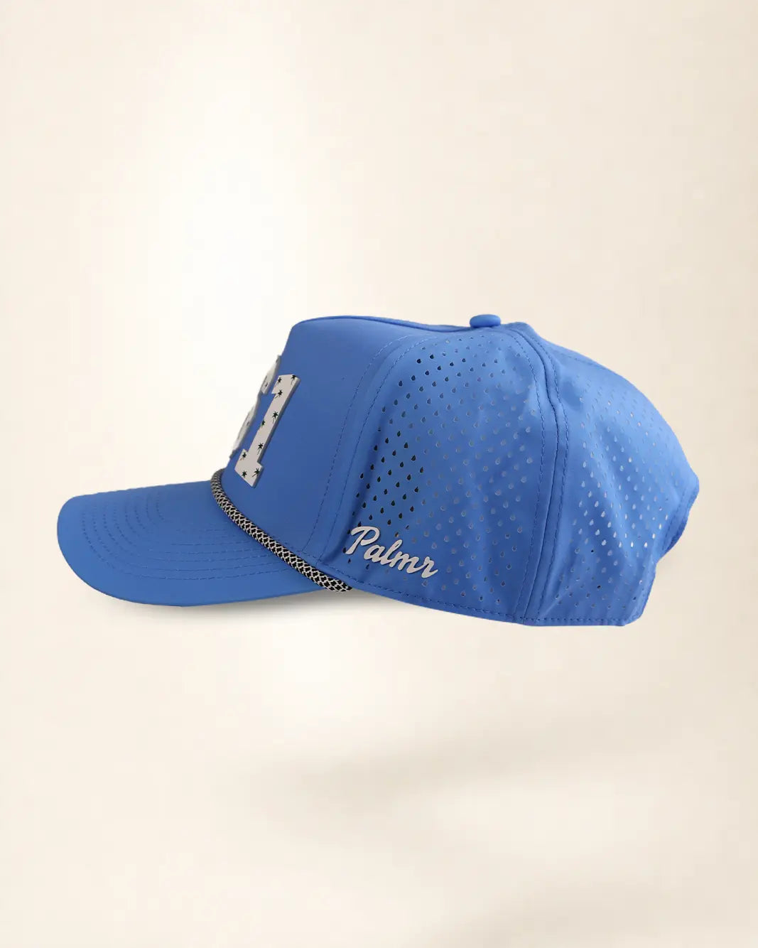 Blue 561 hat with palm design, water-resistant and stylish for Florida heat