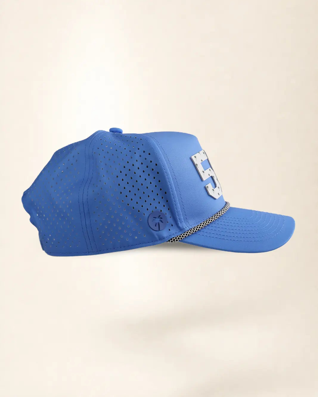 Blue 561 hat with palm design, water-resistant and stylish for Florida heat