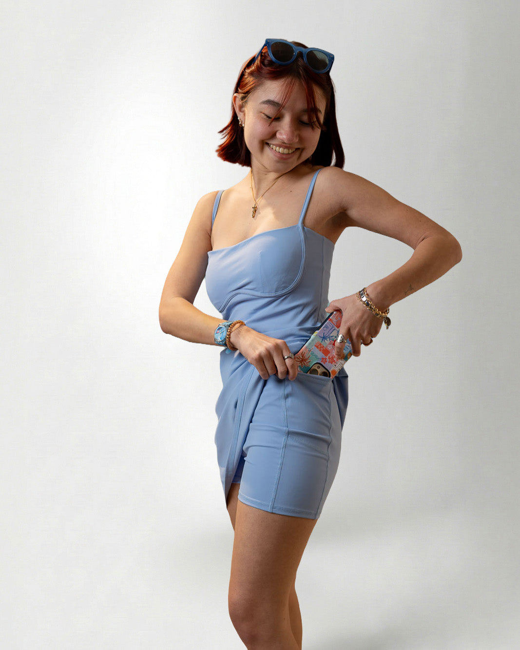 Palmr Style Womens blue haven dress pockets Resort Wear Selfcare T1D