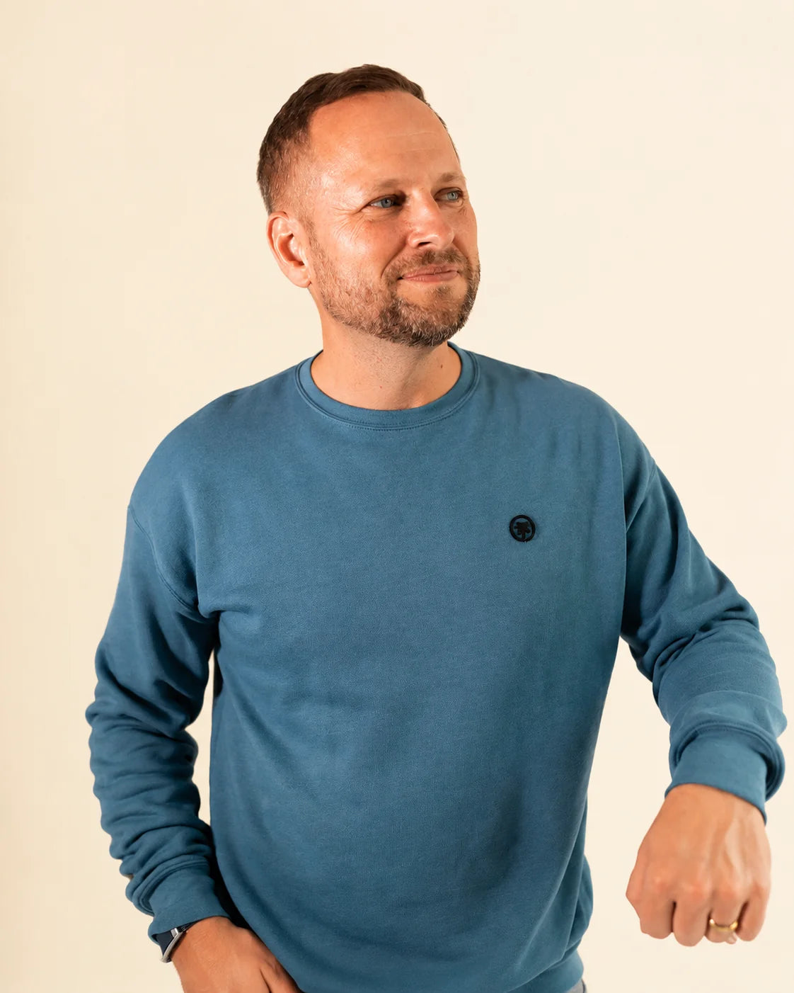The Cloud Embrace Crewneck Sweatshirt - Deep Teal — view 3 | Palmr Style