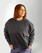 Dark grey The Palmr Crew Sweatshirt with 3D embroidered logo and relaxed cropped fit