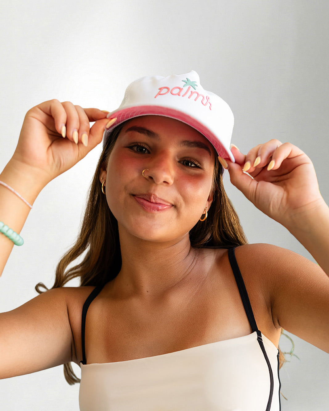 Palmr Style Easy Breezy White Nylon Rope hat palm tree snapback resort wear self-care