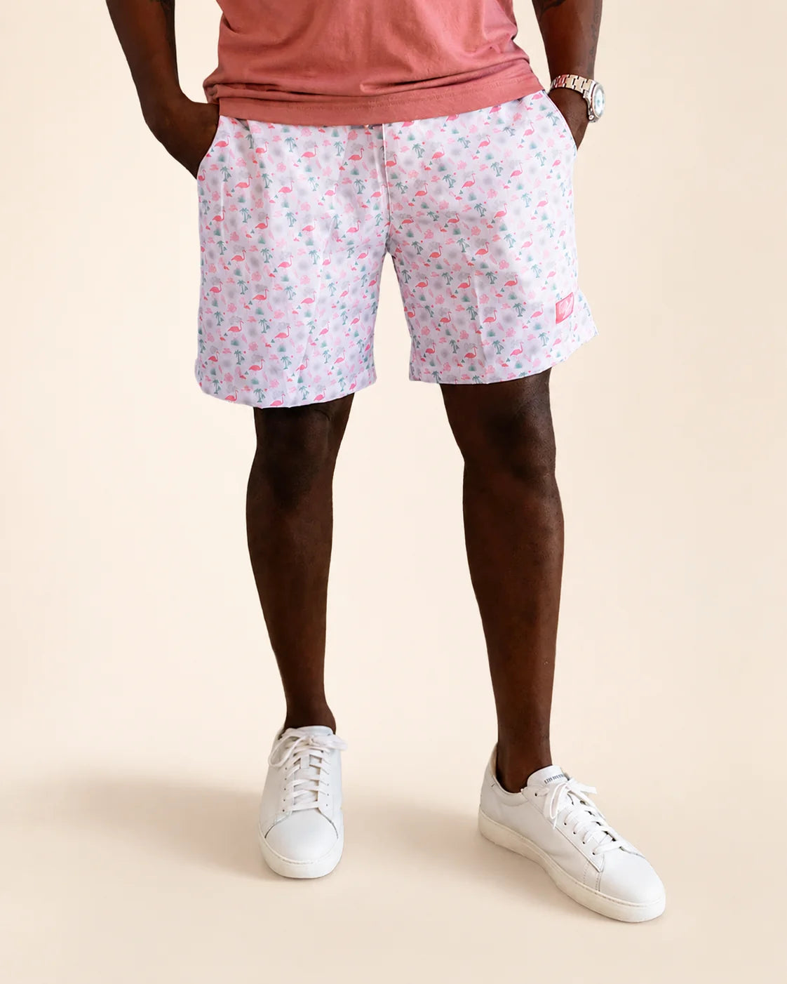 The Flamingo Sunrise Hybrid Swim Shorts: hybrid swim shorts | Palmr Style