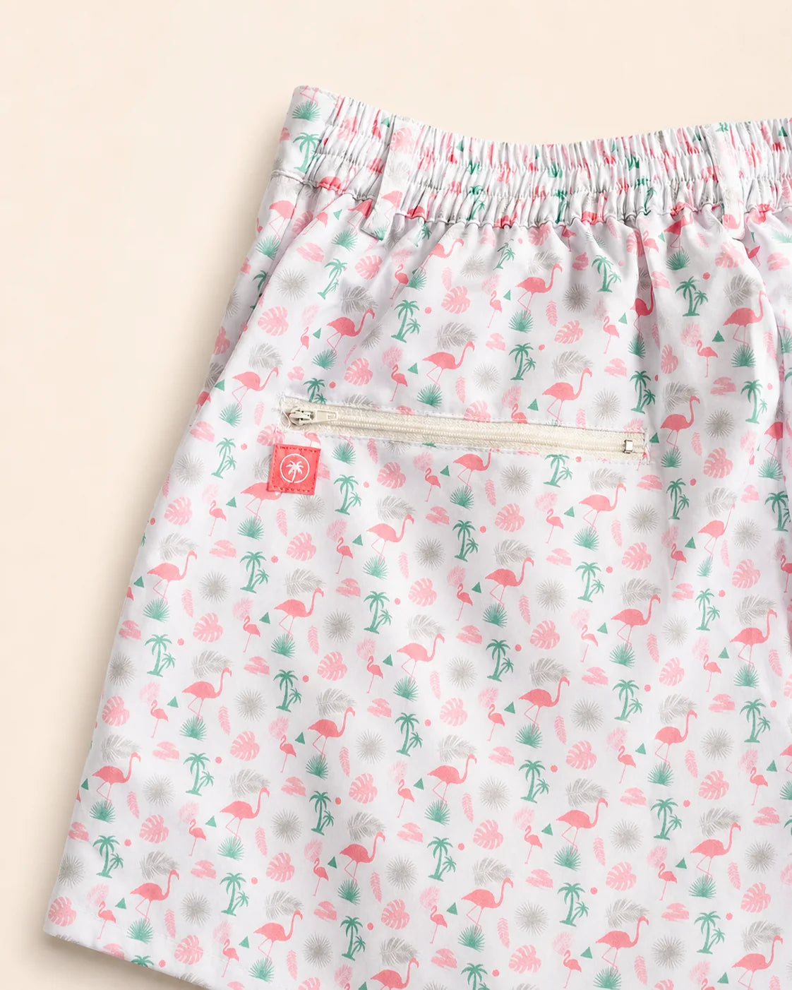 The Flamingo Sunrise Hybrid Swim Shorts (T1D Pump Pocket Version) — view 10 | Palmr Style