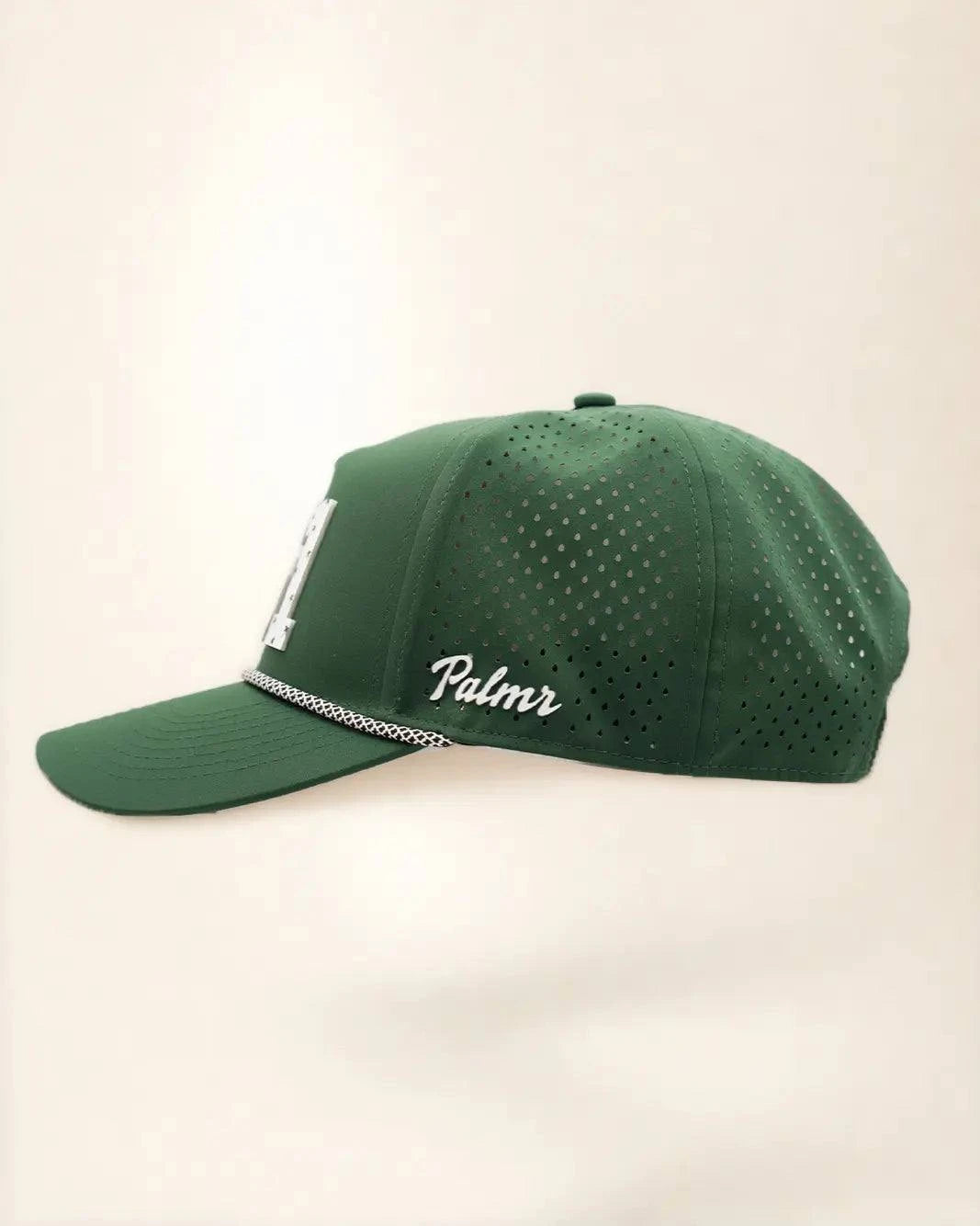 Green 561 hat with palm design, water-resistant and stylish for Florida heat