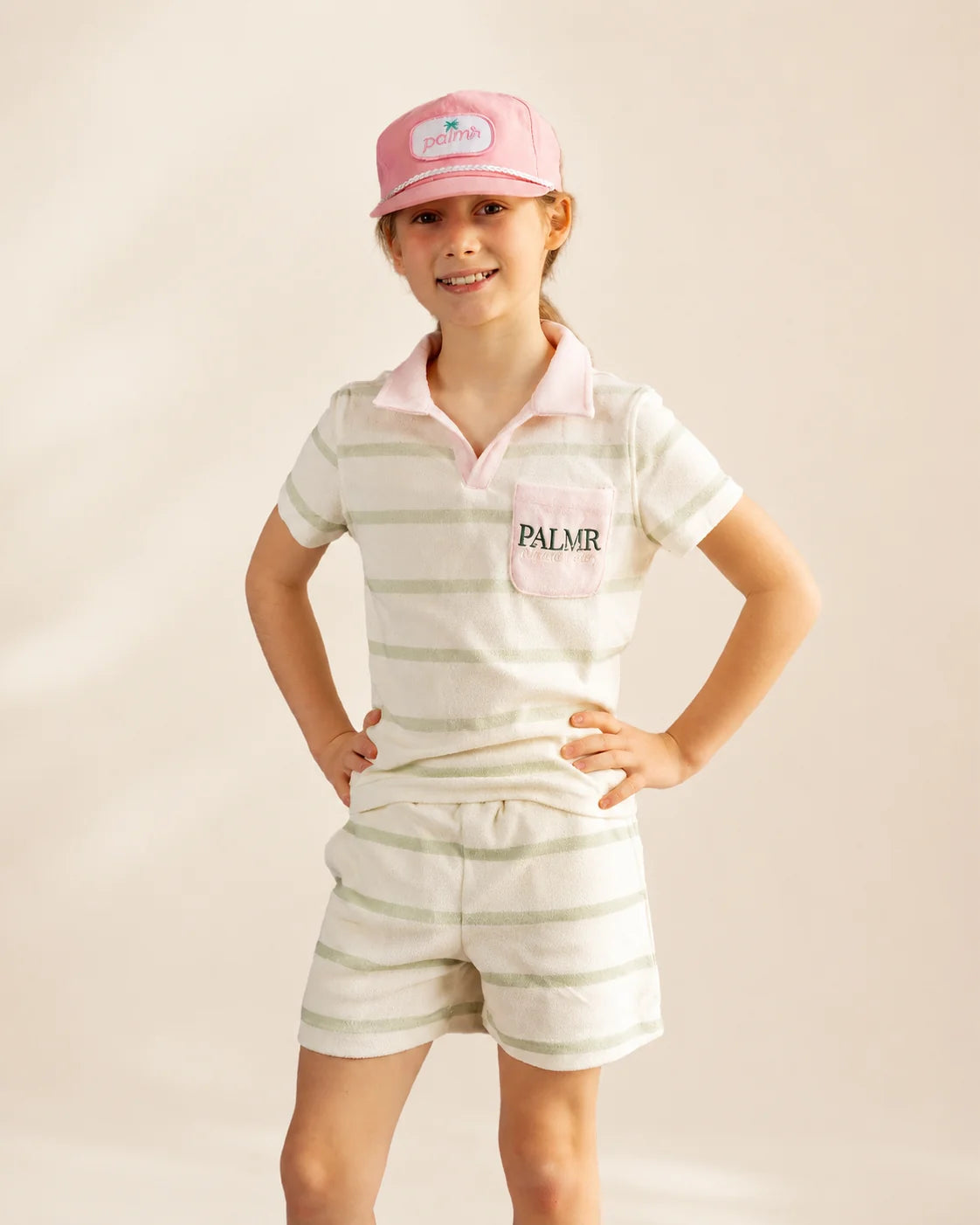 The Cabana Green Stripe Girl's Top — view 4 | Palmr Style