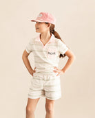 The Cabana Green Stripe Girl's Shorts — view 4 | Palmr Style