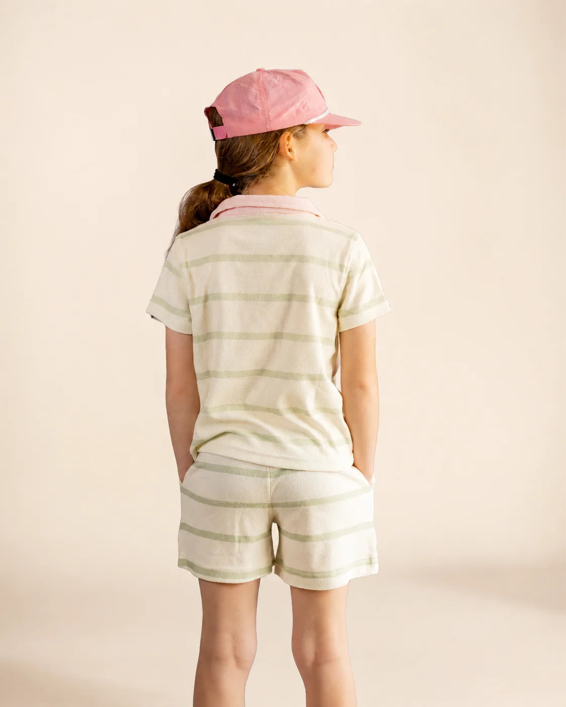 The Cabana Green Stripe Girl's Top — view 5 | Palmr Style