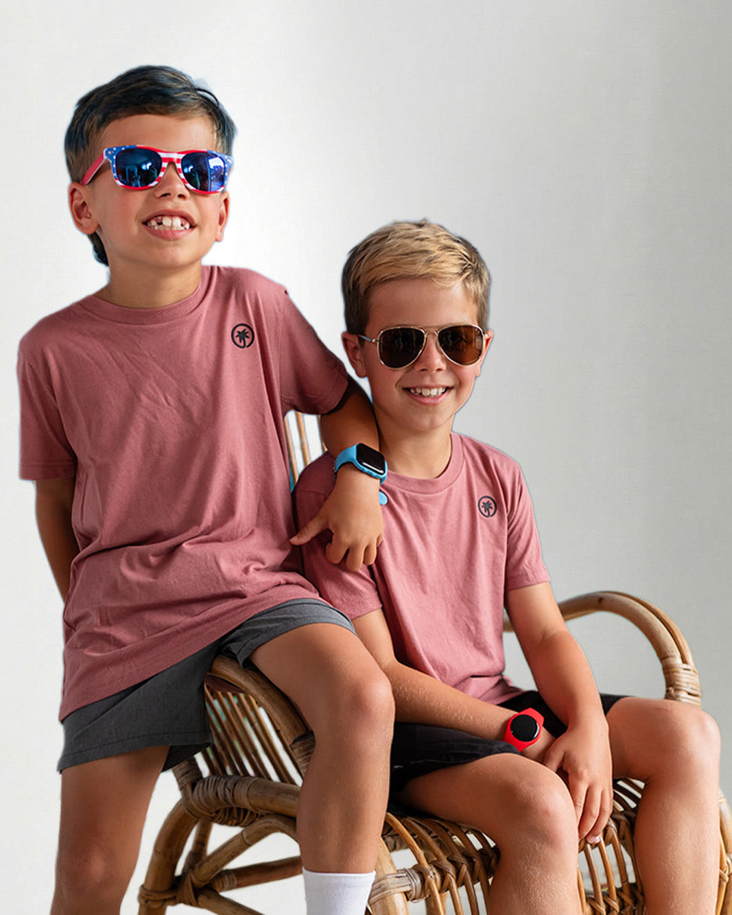 Palmr Style Kids Hyper Tee Shirt Mauve Triblend Soft Short Sleeve Palm Tree Resort wear Self-Care