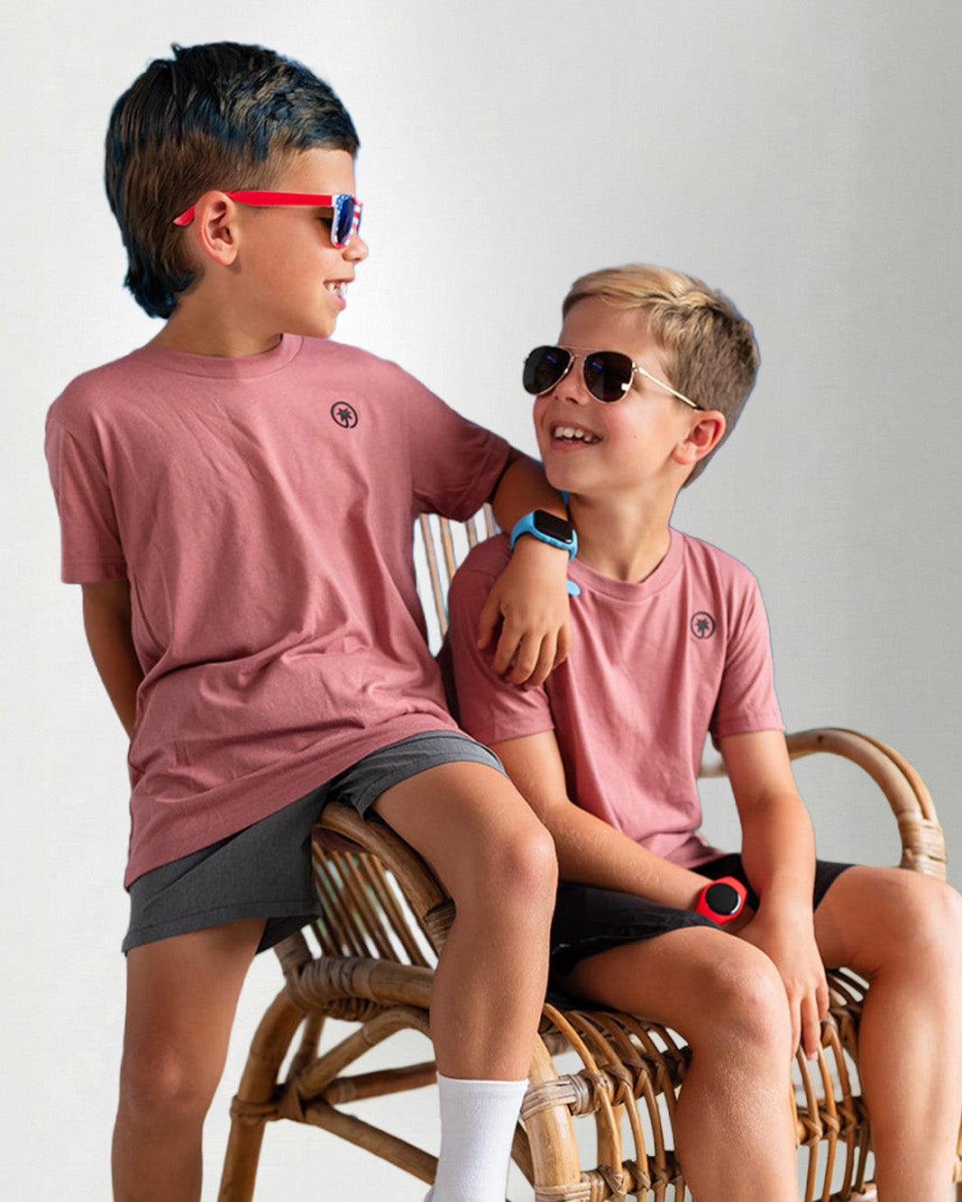 Palmr Style Kids Hyper Tee Shirt Mauve Triblend Soft Short Sleeve Palm Tree Resort wear Self-Care