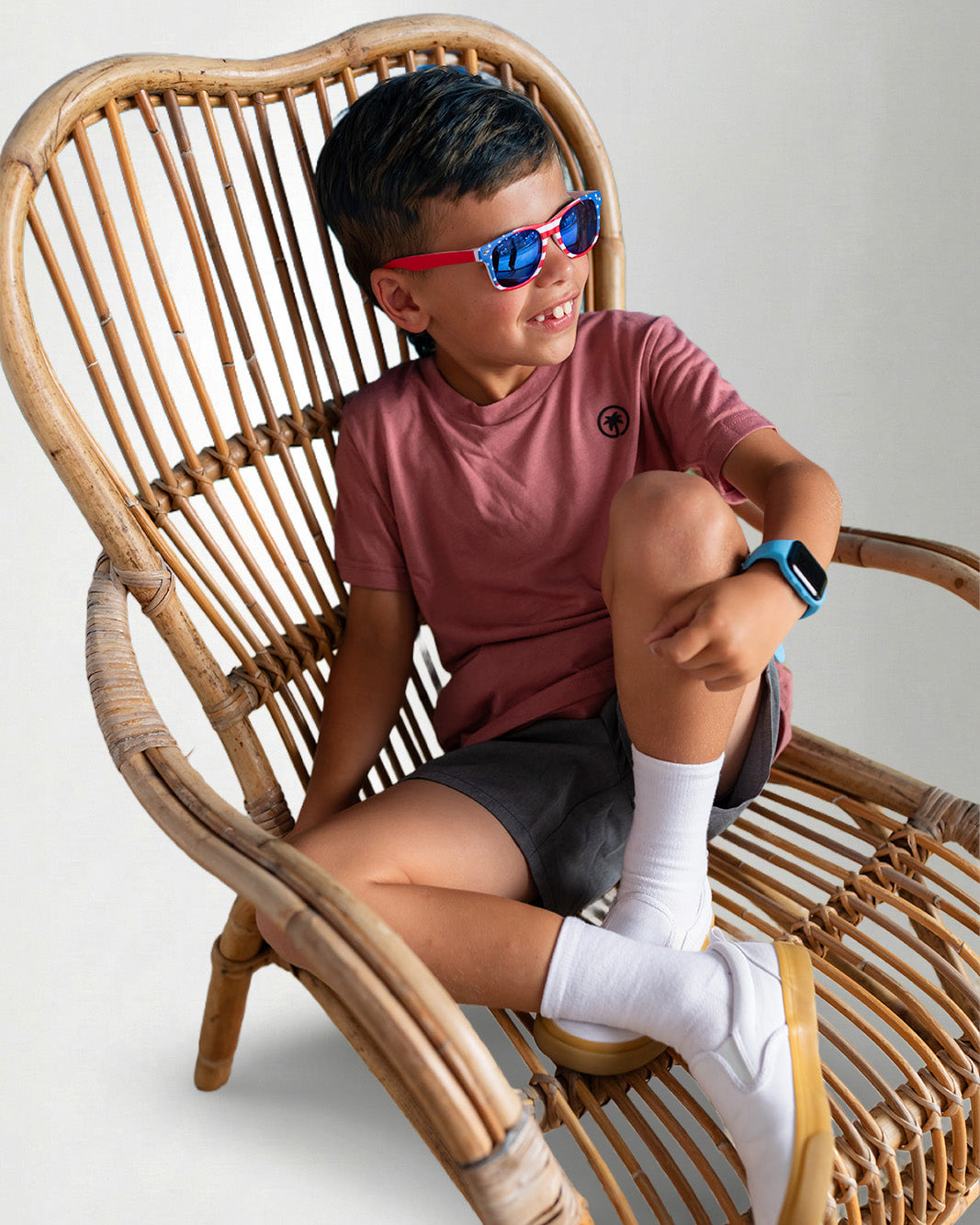 Palmr Style Kids Hyper Tee Shirt Mauve Triblend Soft Short Sleeve Palm Tree Resort wear Self-Care