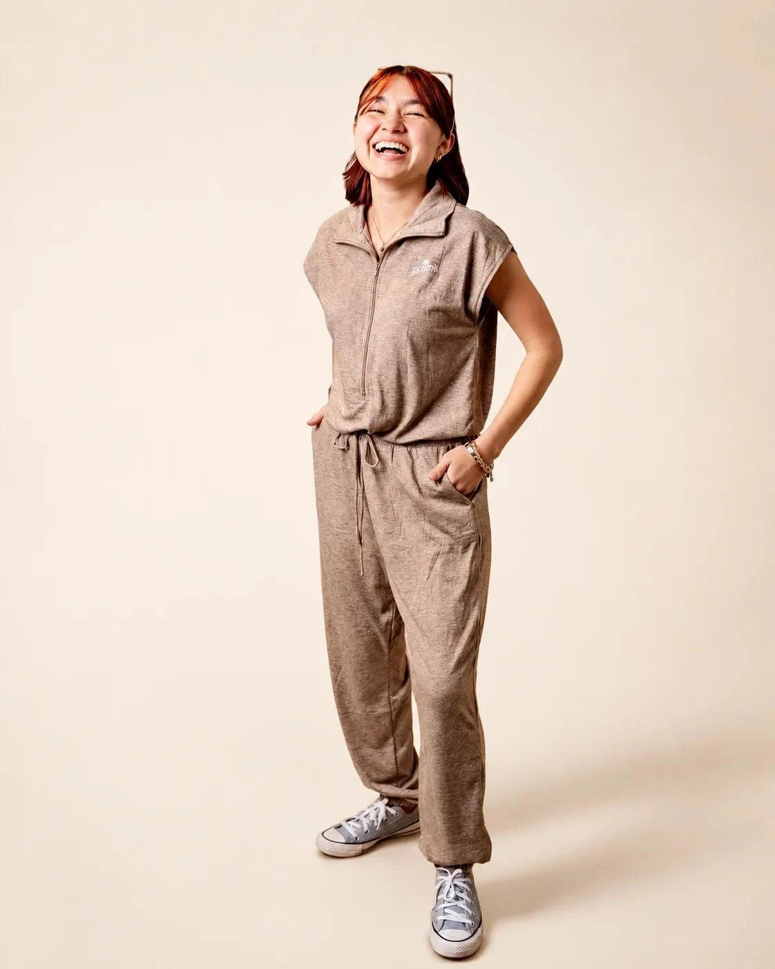 The Mocha Zip Jumpsuit — view 3 | Palmr Style