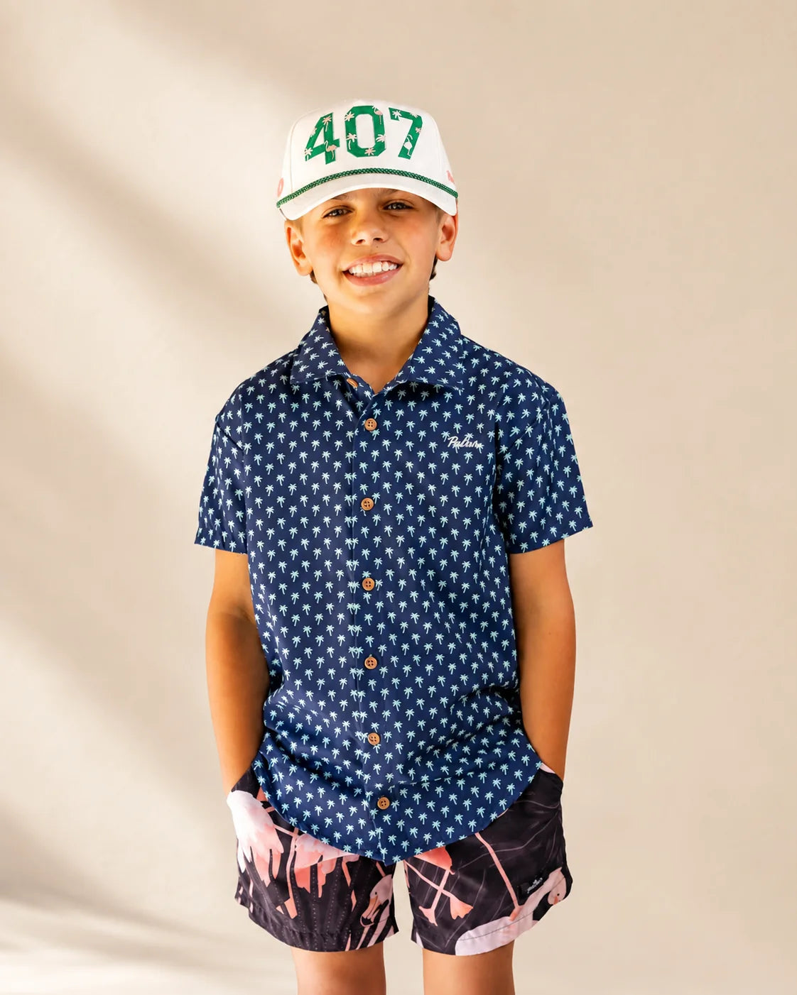 The Indigo Palm Kids Button Up — view 3 | Palmr Style