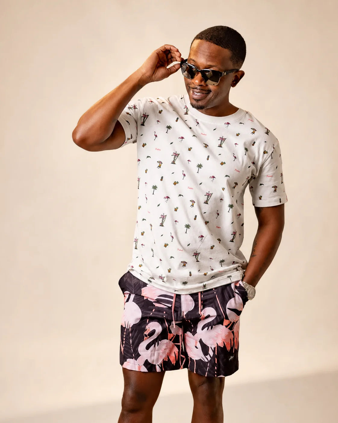 The Night Flamingo Hybrid Swim Shorts — view 4 | Palmr Style