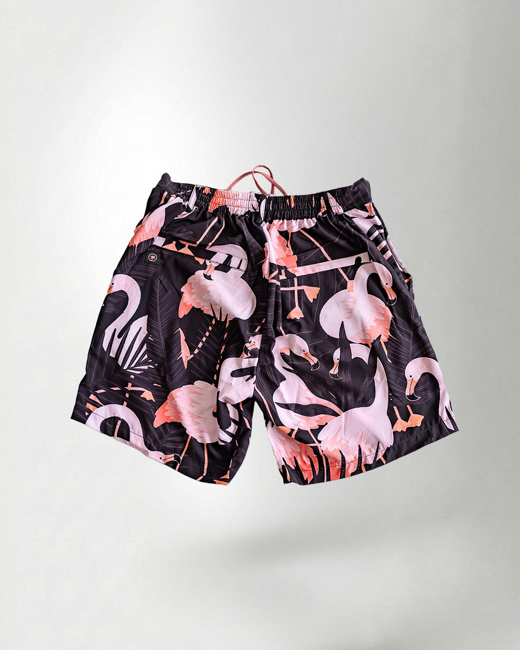 Palmr Style Mens Night Flamingo Hybrid Swim Shorts Black pink Resort Wear Selfcare T1D