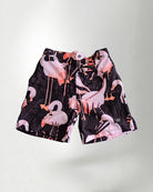 Palmr Style Mens Night Flamingo Hybrid Swim Shorts Black pink Resort Wear Selfcare T1D