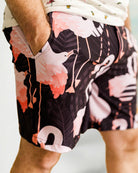 Palmr Style Mens Night Flamingo Hybrid Swim Shorts Black pink Resort Wear Selfcare T1D