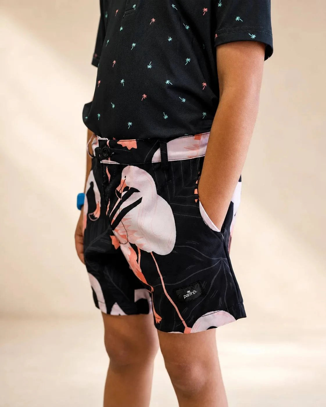The Night Flamingo Kids Hybrid Swim Shorts: kids swim shorts | Palmr Style