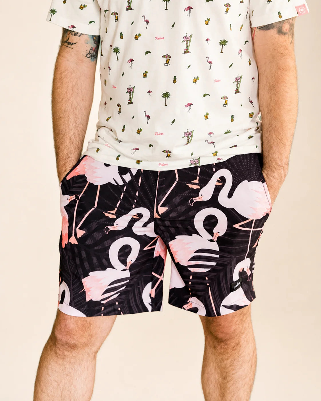 The Night Flamingo Hybrid Swim Shorts — view 9 | Palmr Style
