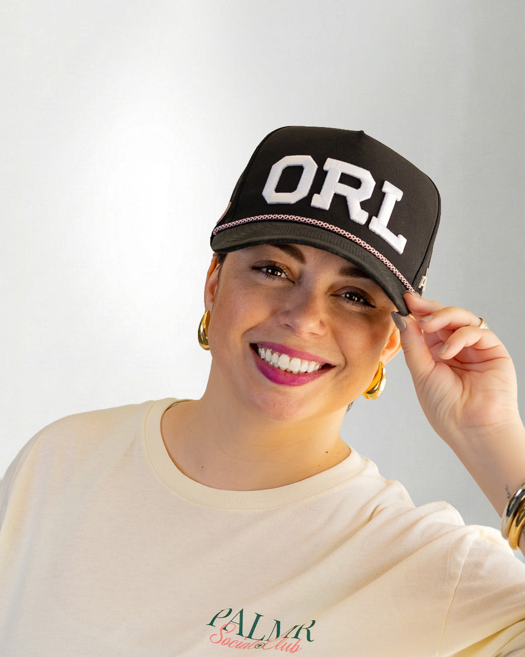 Palmr Style ORL orlando rope hat mens Black pink palm tree snapback