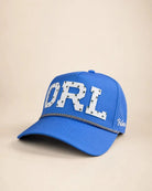 Blue ORL signature hat with white silicone Orlando letters and palm design, water-resistant and breathable The 407 Hat