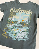 Green t-shirt showcasing an Owala's Lake Illustration