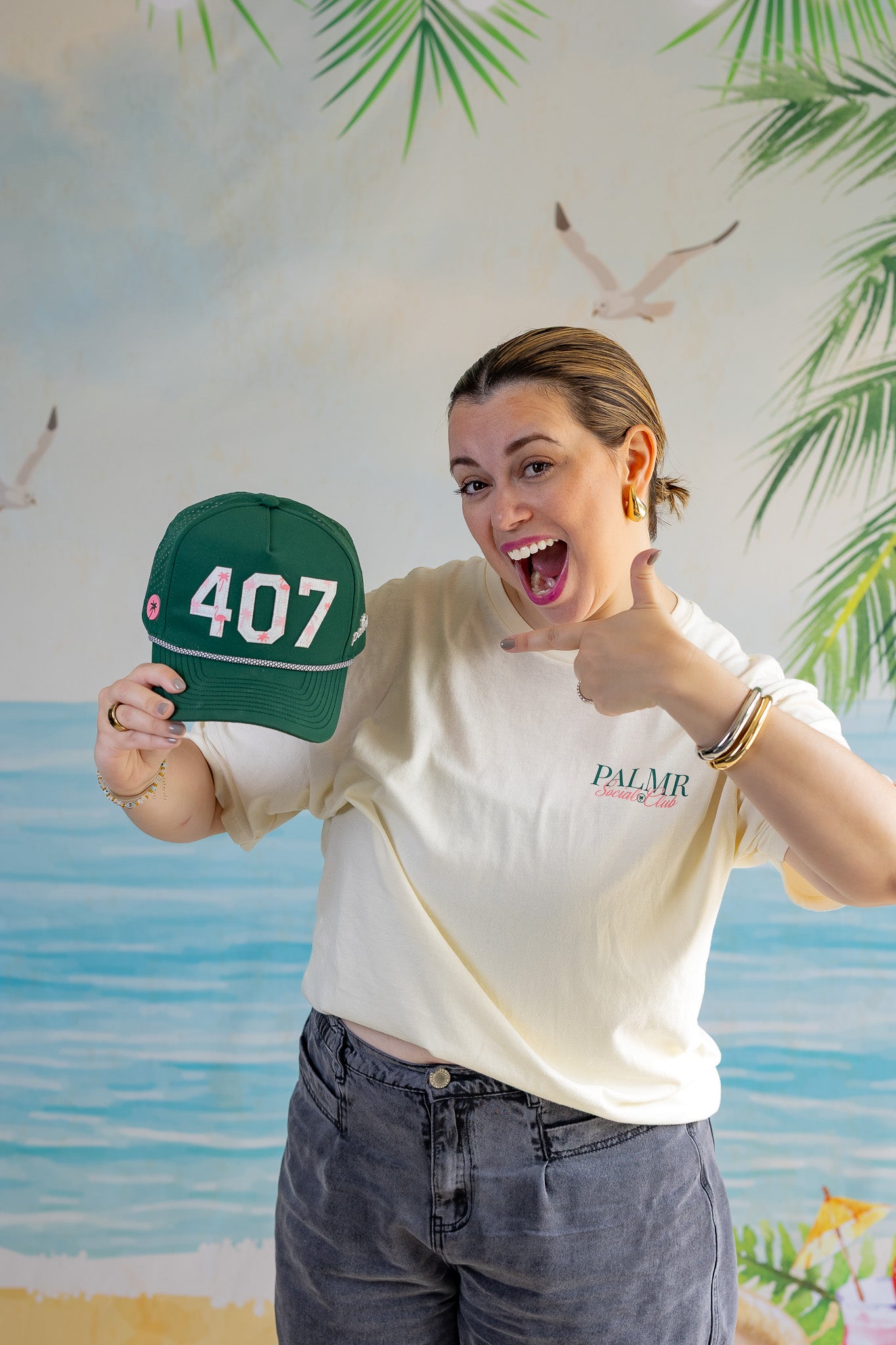 Palmr Style 407 orlando rope hat dark green palm tree snapback