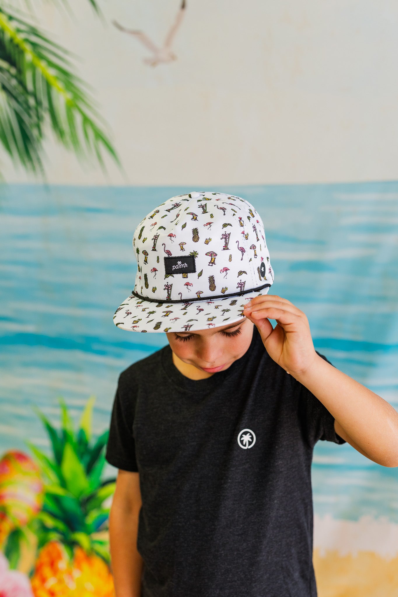 Palmr Style Bay Rope hat kids boyspalm tree snapback resort wear selfcare