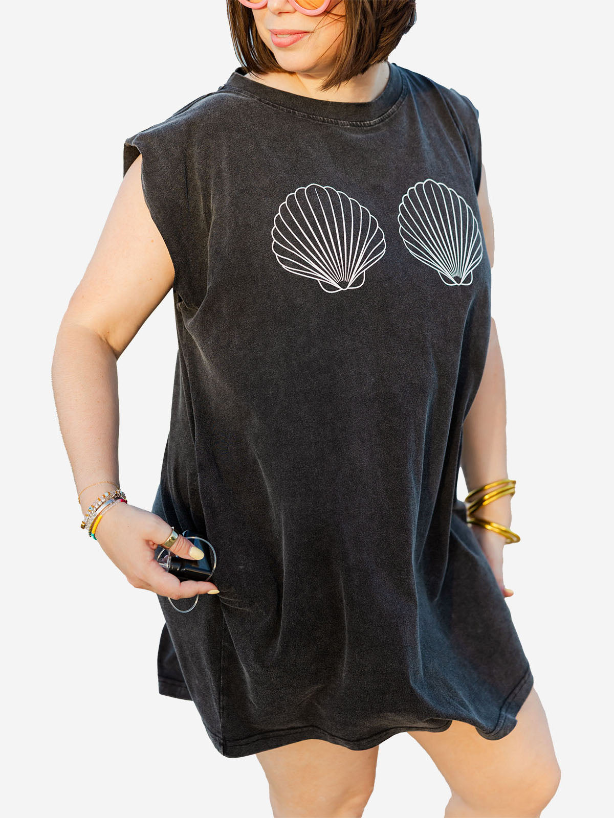 Palmr Style Beachcomber coverup shells black