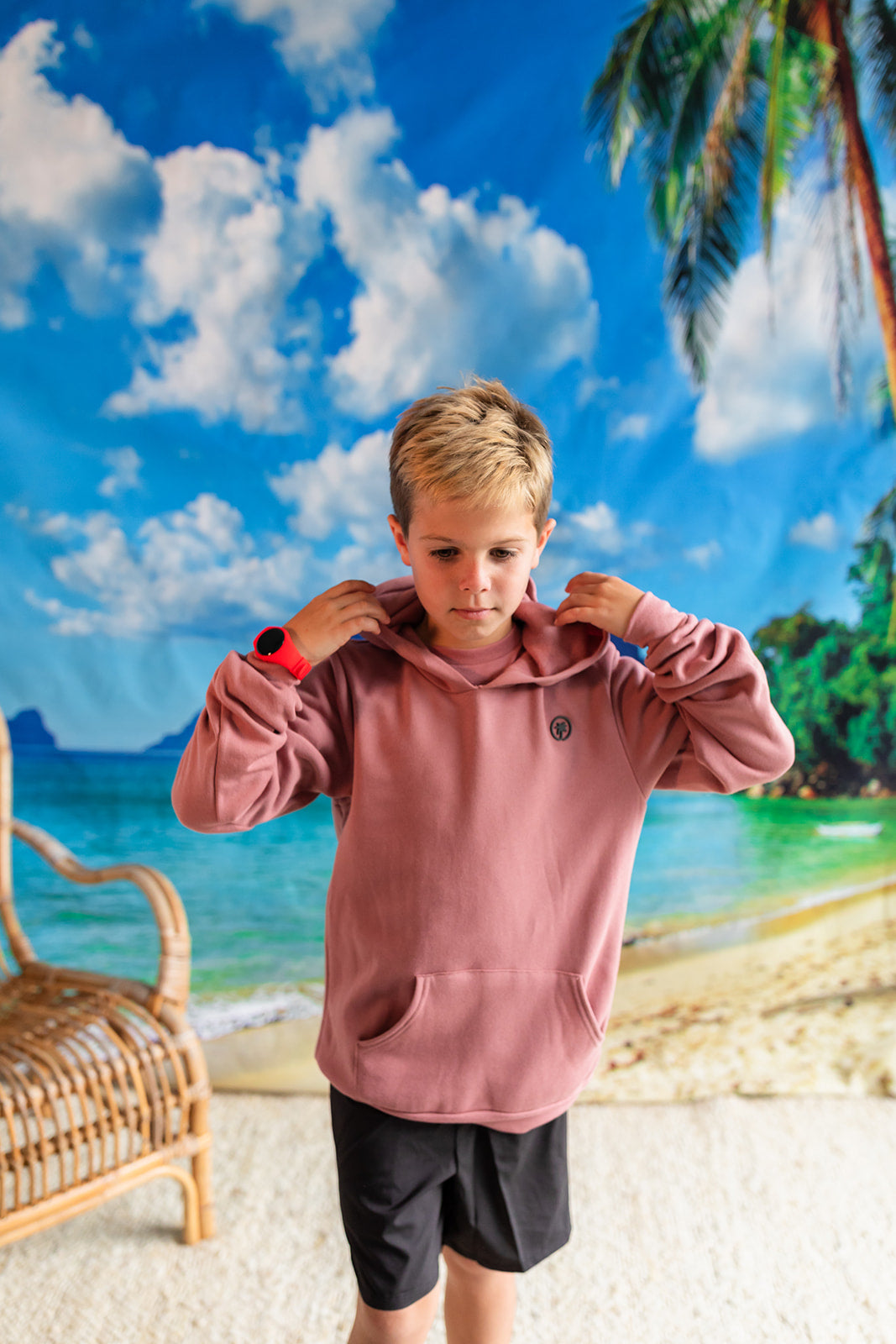 Palmr Style Kids Hyper Hoodie Mauve Soft Long Sleeve Palm Tree Resort wear Self-Care