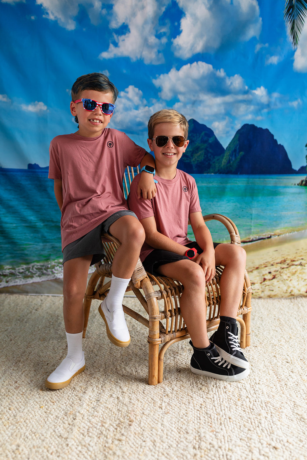 Palmr Style Kids Hyper Tee Shirt Mauve Triblend Soft Short Sleeve Palm Tree Resort wear Self-Care