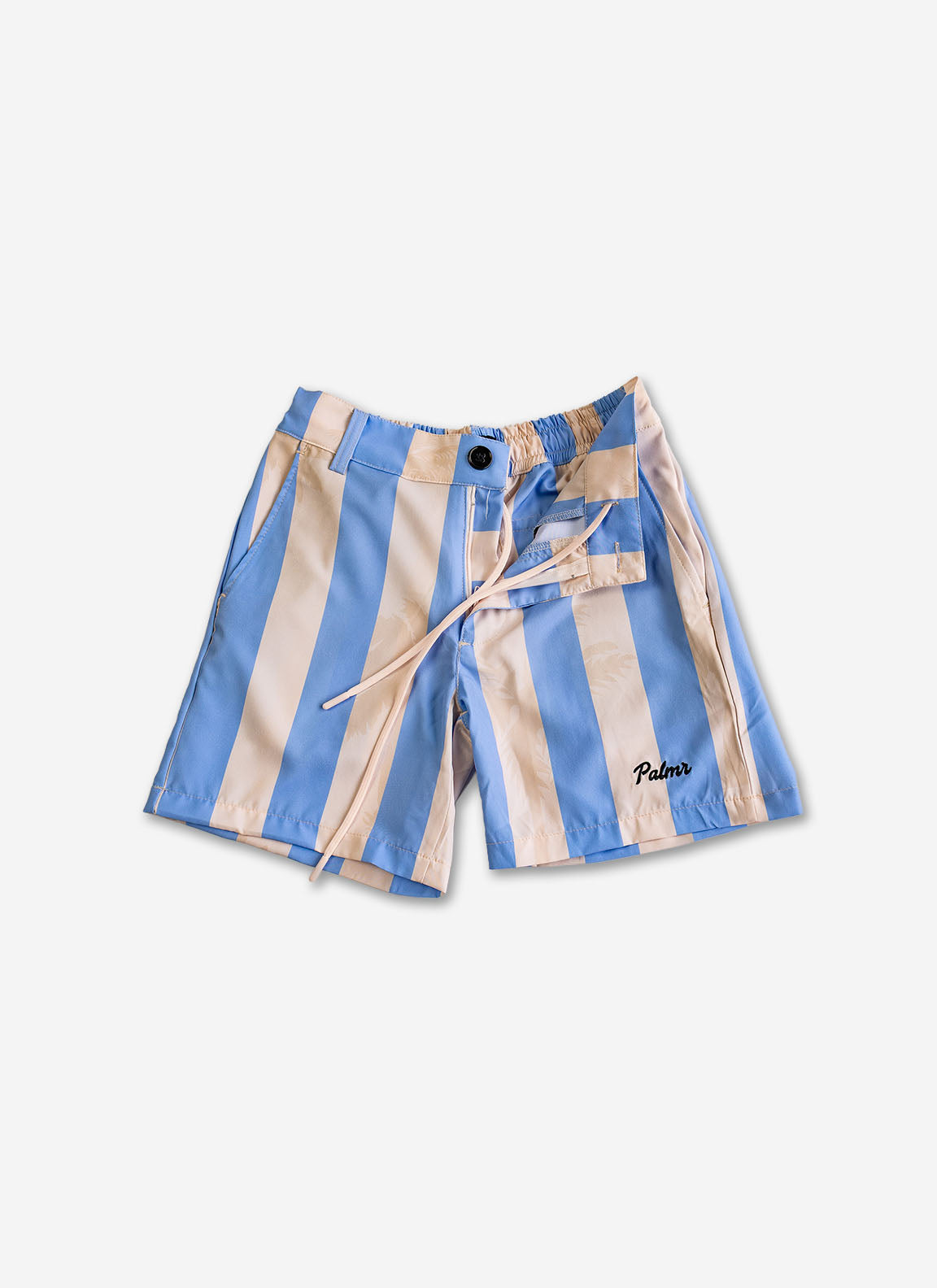 Palmr Style Kids Ronnie Hybrid Swim Shorts Blue Tan Stripe Palm Resort Wear