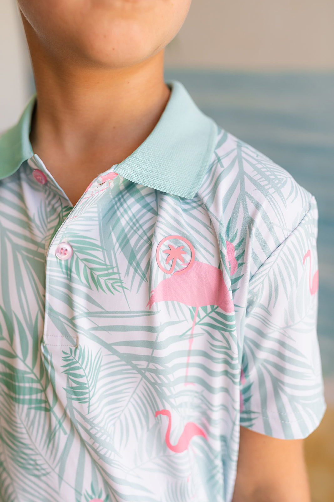 Palmr Style Kids island breeze Polos White Palm Tree Resort Wear Selfcare T1D type1diabetes