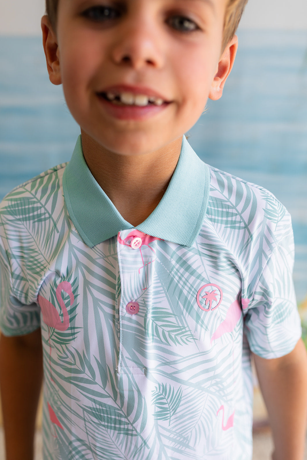 Palmr Style Kids island breeze Polos White Palm Tree Resort Wear Selfcare T1D type1diabetes