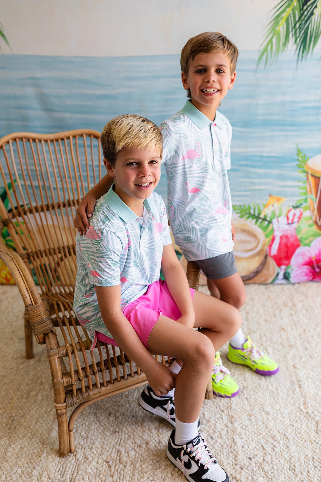 Palmr Style Kids island breeze Polos White Palm Tree Resort Wear Selfcare T1D type1diabetes