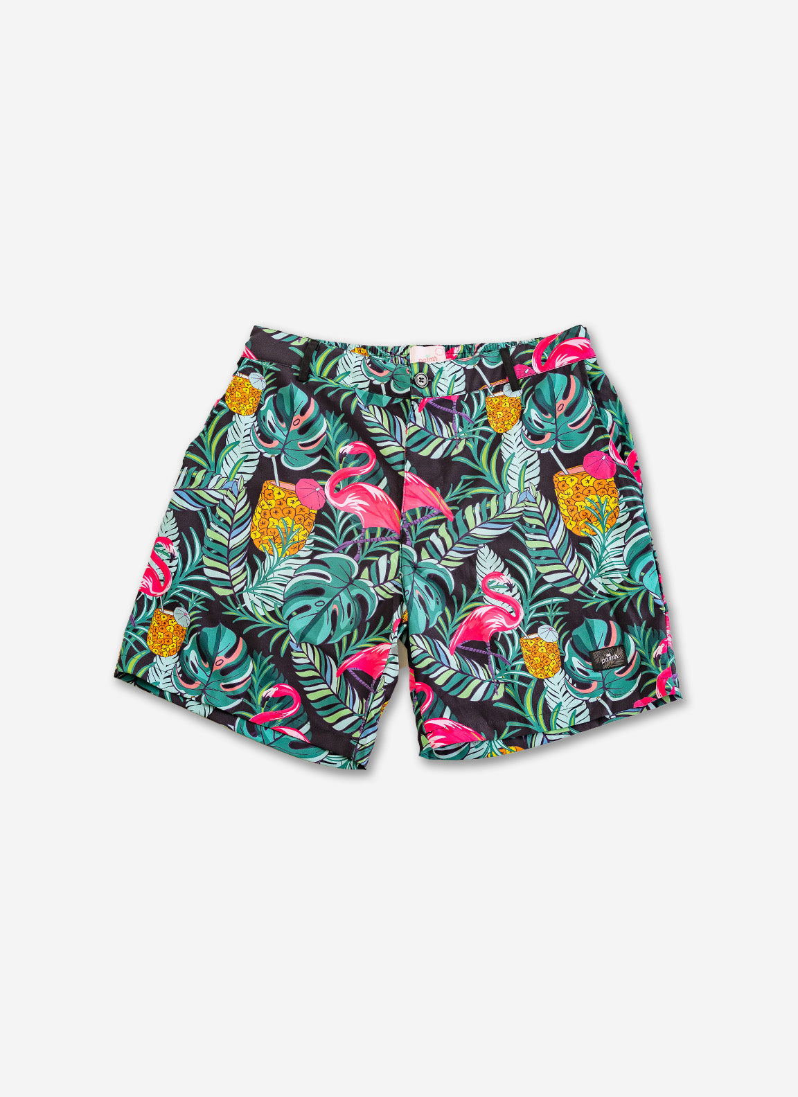 Palmr Style Baha Palm Hybrid Swim Shorts Mens Black Green Palm Leaf Flamingo Pineapple boardshorts beach bar Resort wear Self-Care