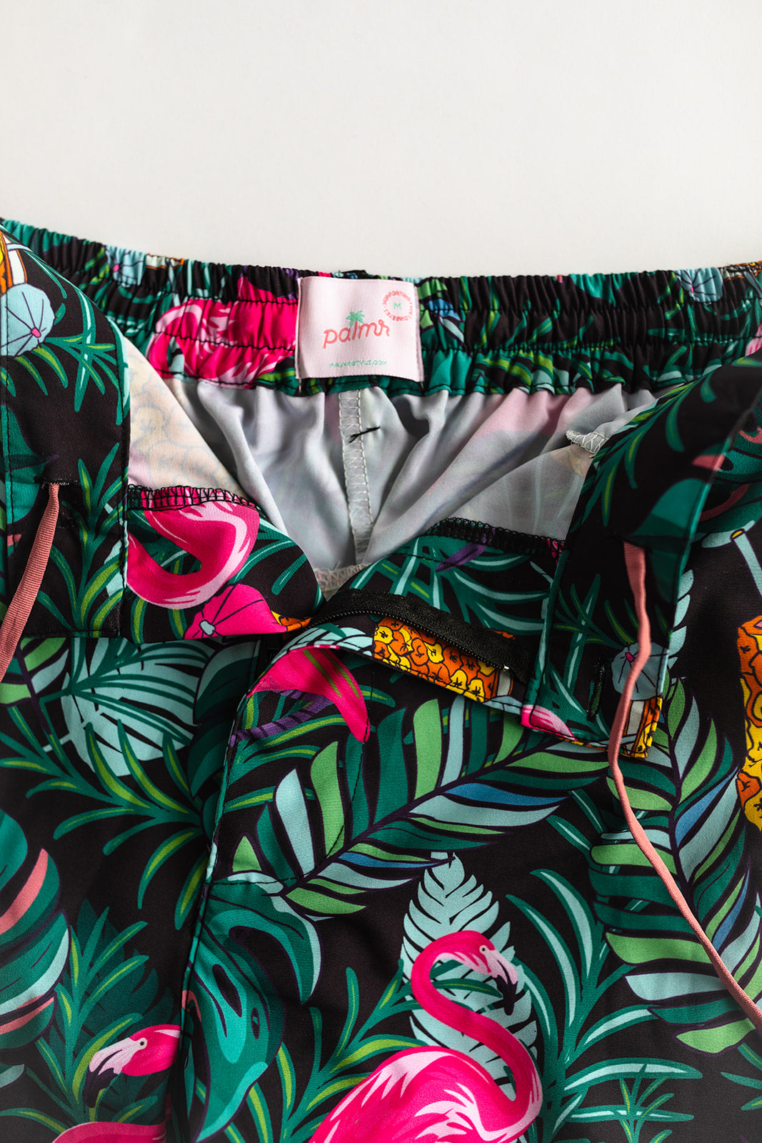 Palmr Style Baha Palm Hybrid Swim Shorts Mens Black Green Palm Leaf Flamingo Pineapple boardshorts beach bar Resort wear Self-Care