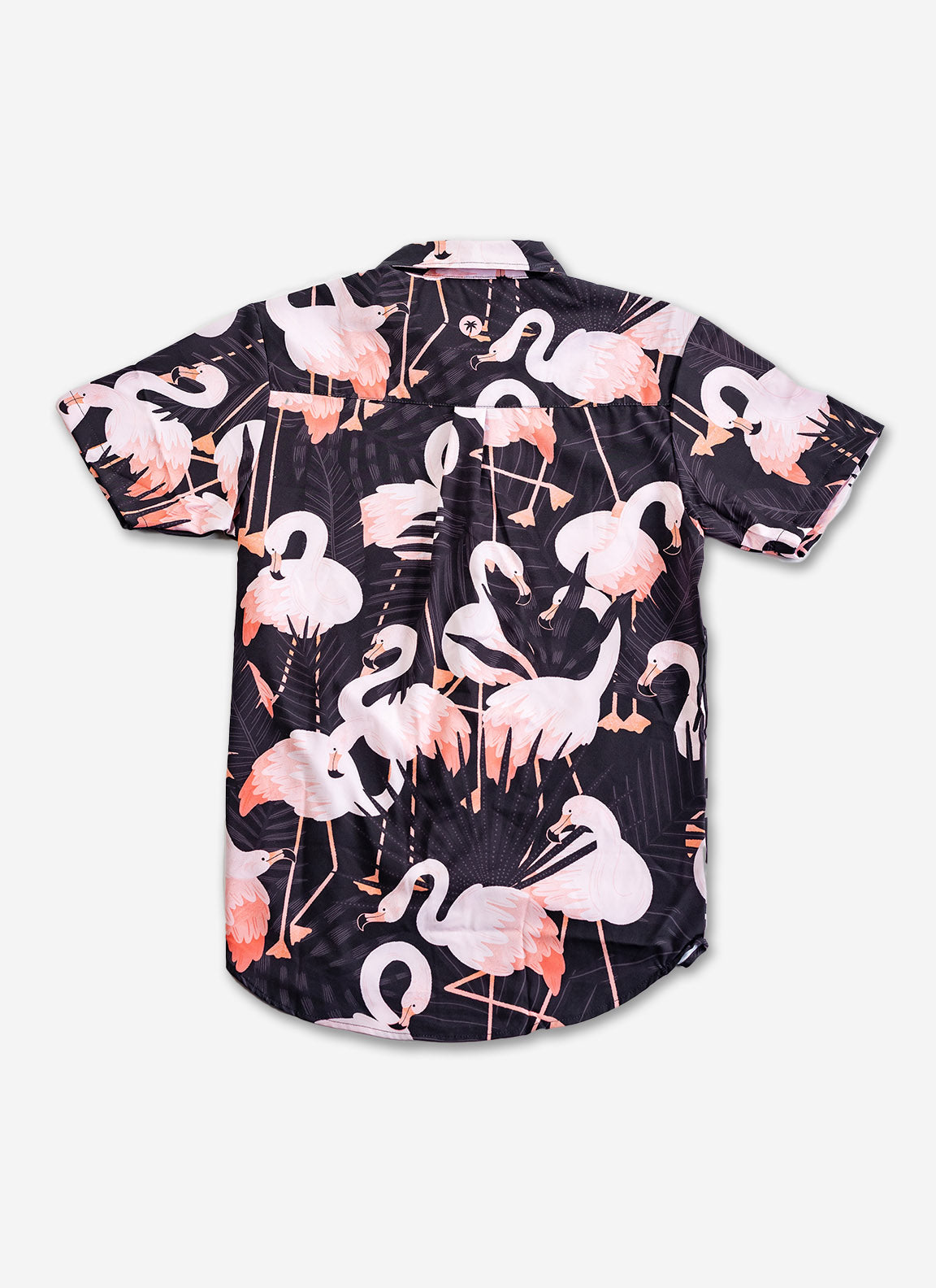Palmr Style Mens Night Flamingo button up Short sleeve hawaiian shirt Black pink Resort Wear Selfcare T1D