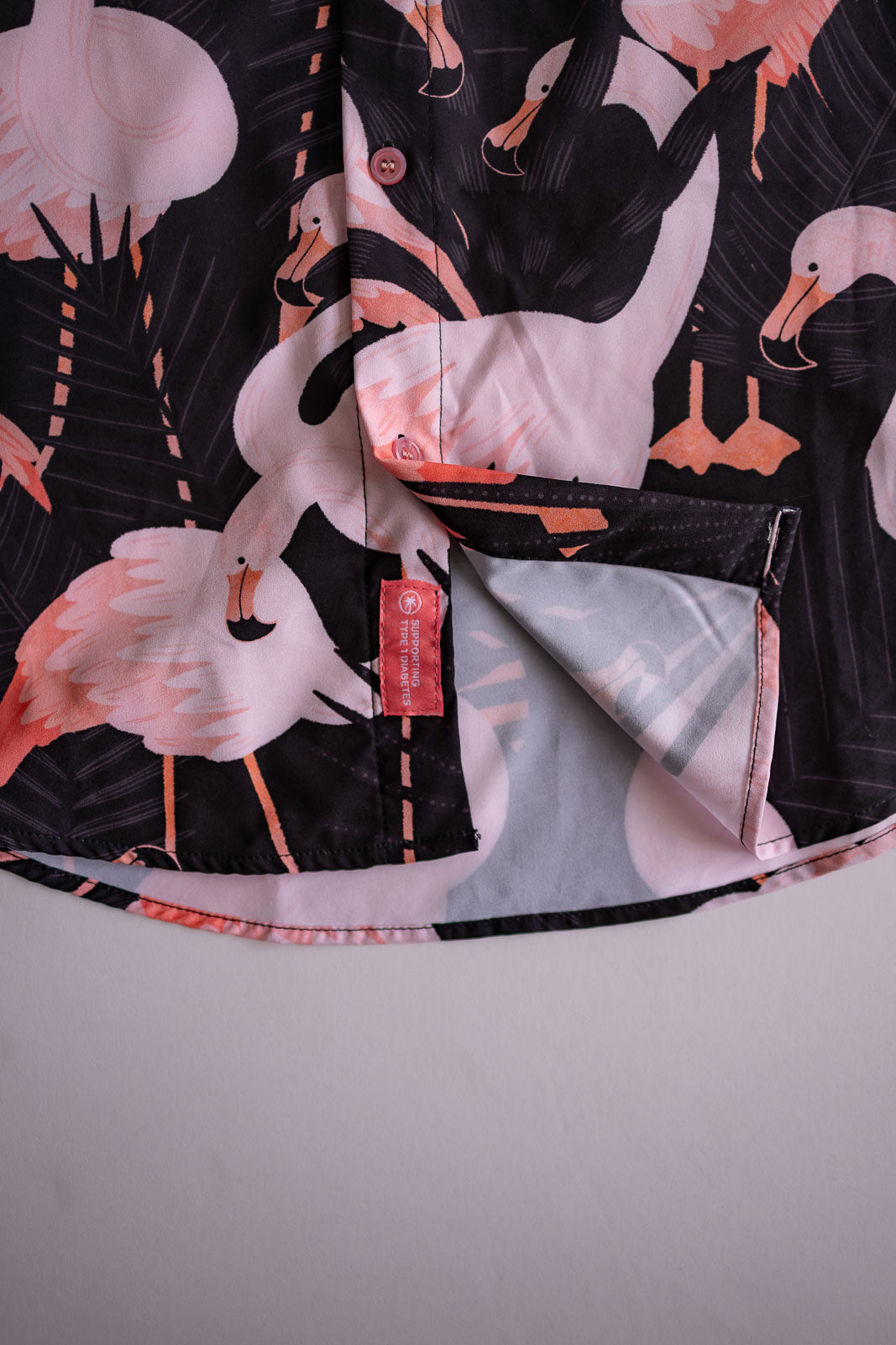 Palmr Style Mens Night Flamingo button up Short sleeve hawaiian shirt Black pink Resort Wear Selfcare T1D