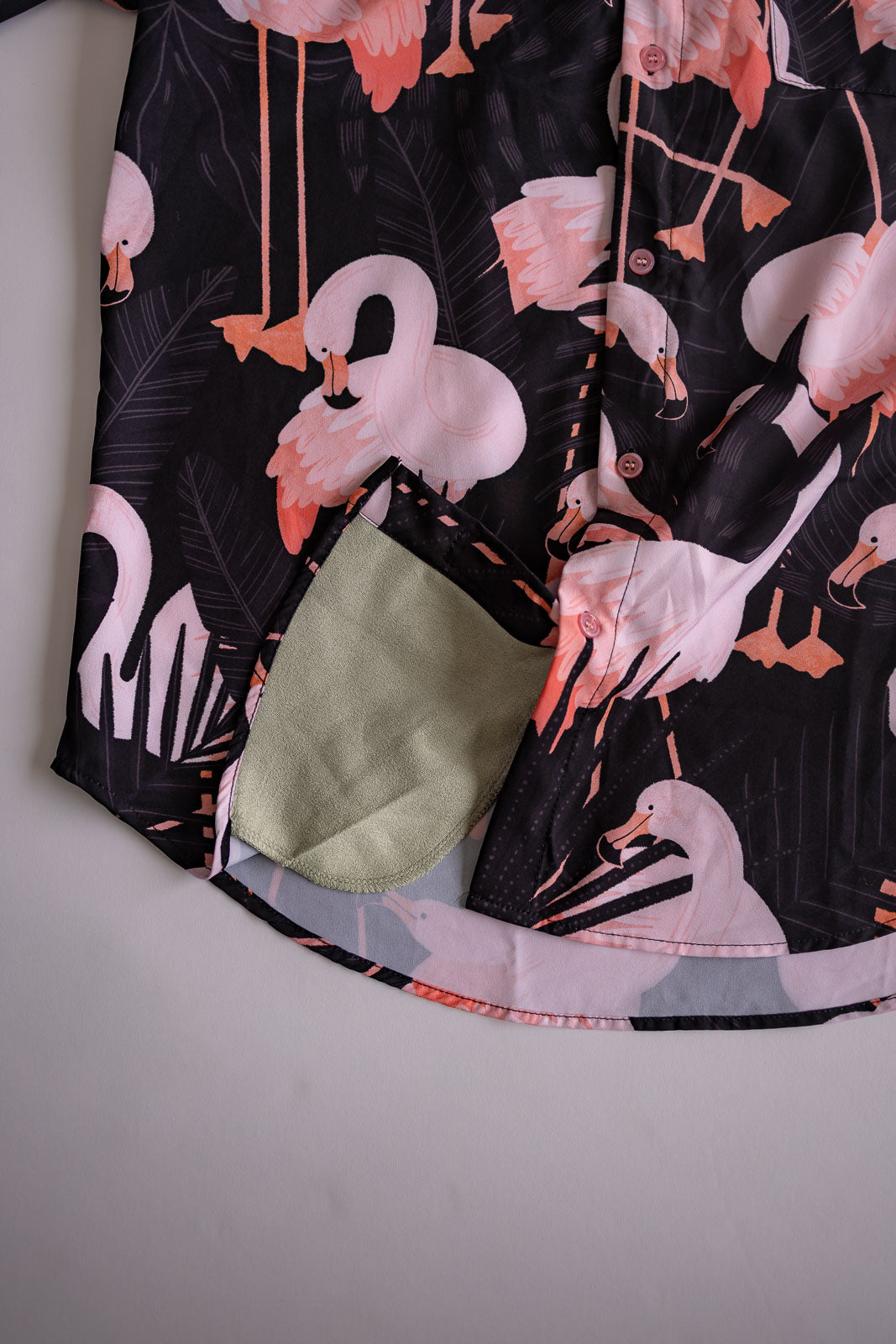 Palmr Style Mens Night Flamingo button up Short sleeve hawaiian shirt Black pink Resort Wear Selfcare T1D