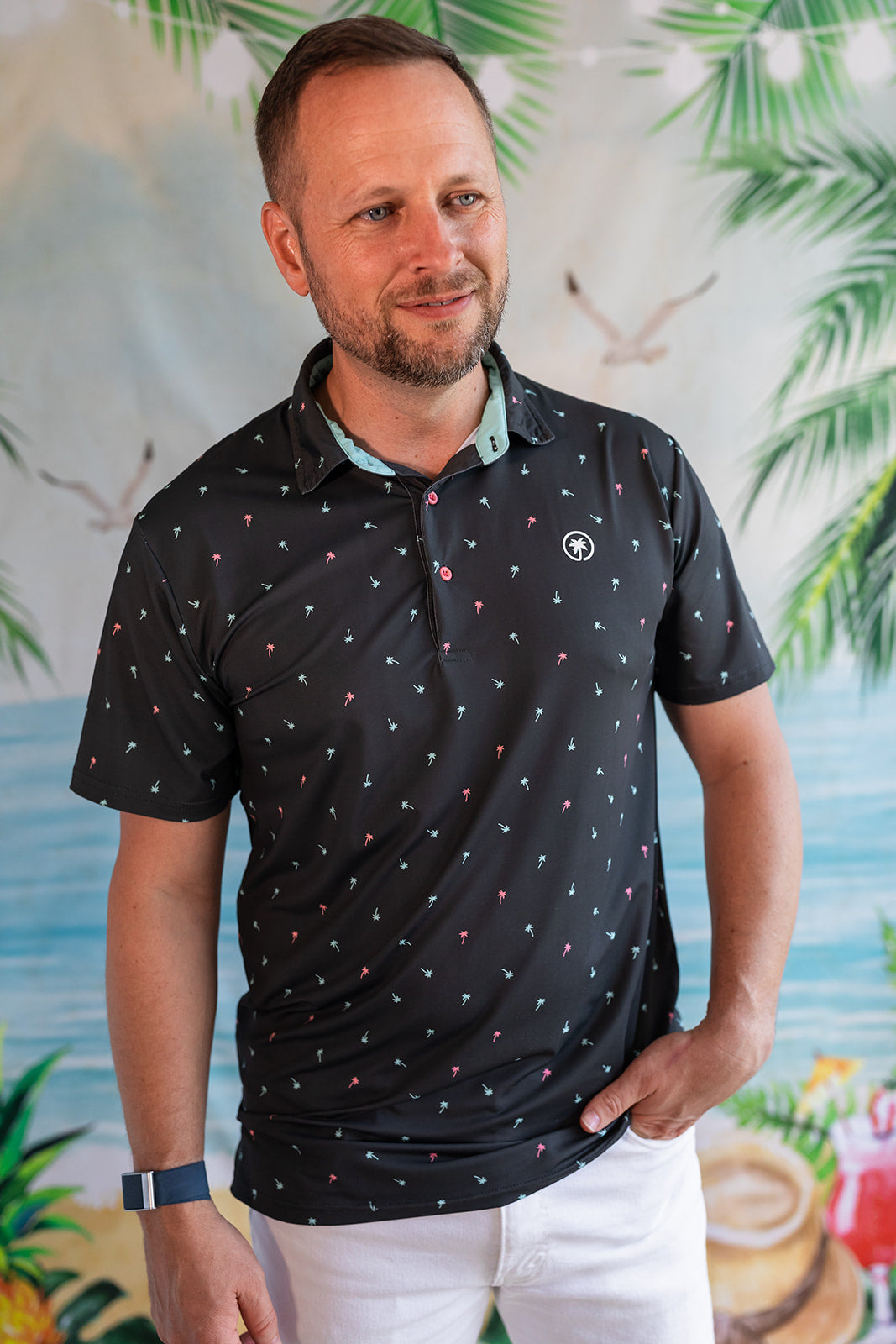 Palmr Style Mens Palm Icon Night Black Palm Tree Resort Wear Self-care T1D