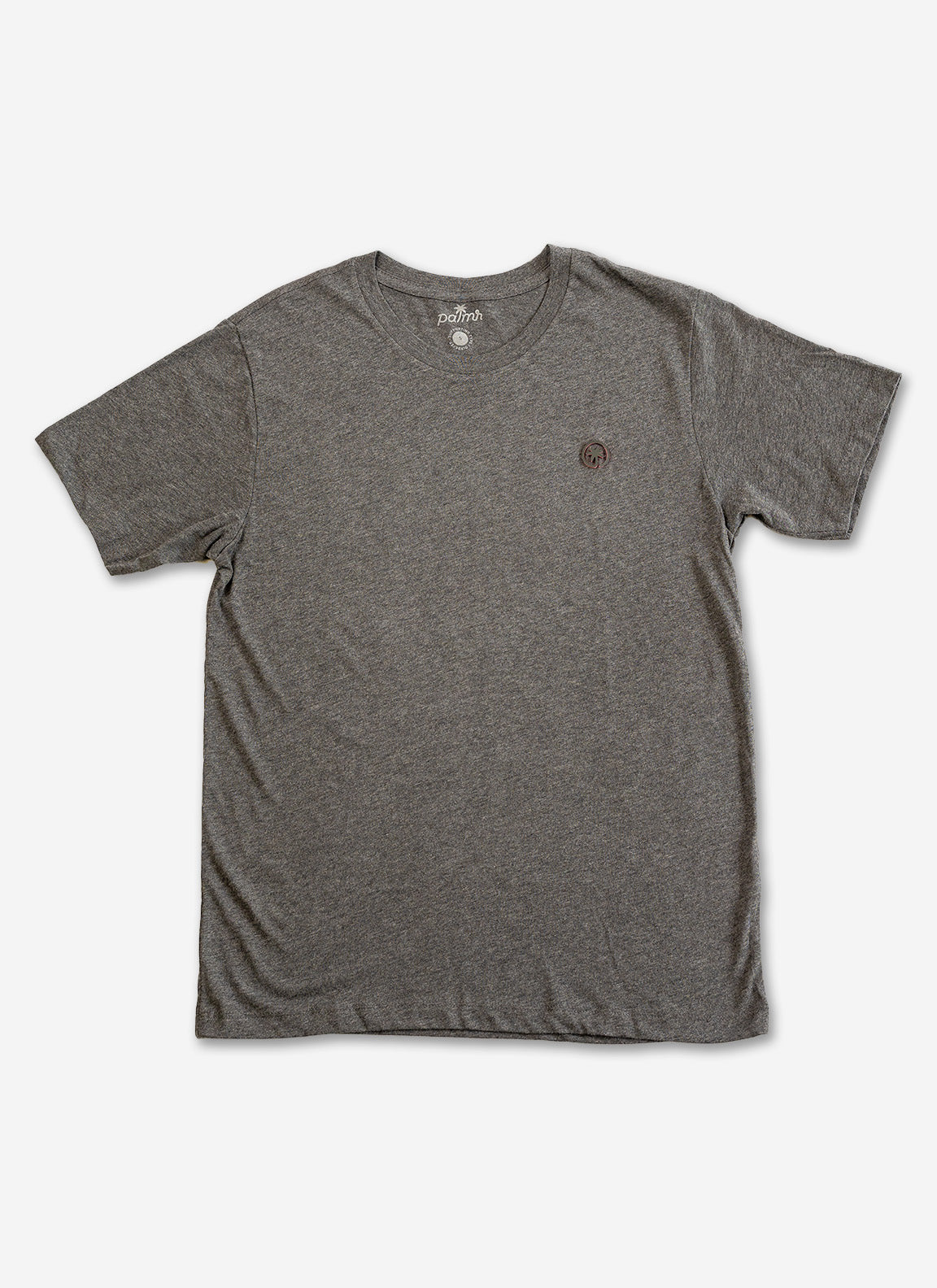 Palmr Style Mens Signature Tee Shirt Charcoal Heather Grey Soft Short Sleeve Palm Tree Resort wear Self-Care