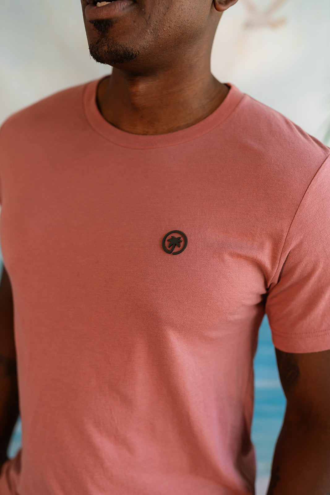 Palmr Style Mens Signature Tee Shirt Mauve Triblend Soft Short Sleeve Palm Tree Resort wear Self-Care