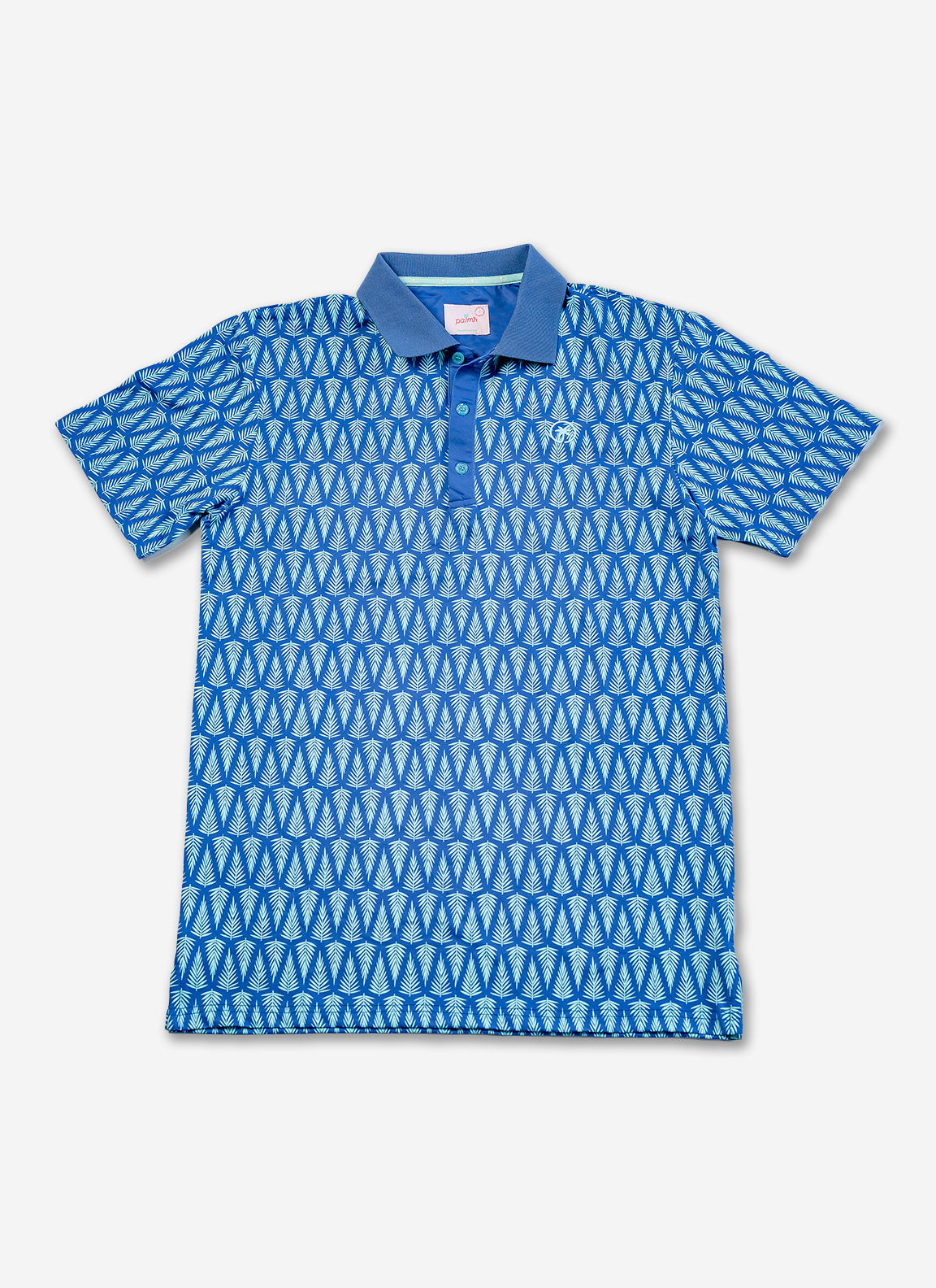 Palmr Style Mens T1D Drive Polos Blue Palm Resort Wear Self-care T1D type1diabetes